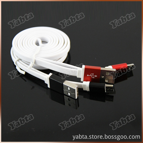 For Samsung, HTC, Blackberry, Nokia Alloy shell TPE material Flat micro usb wire